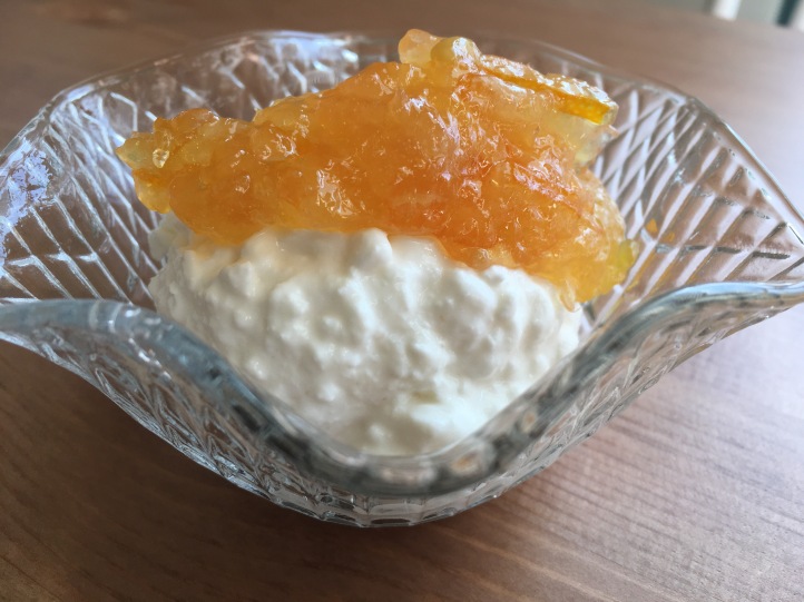 meyer lemon marmalade over cottage cheese